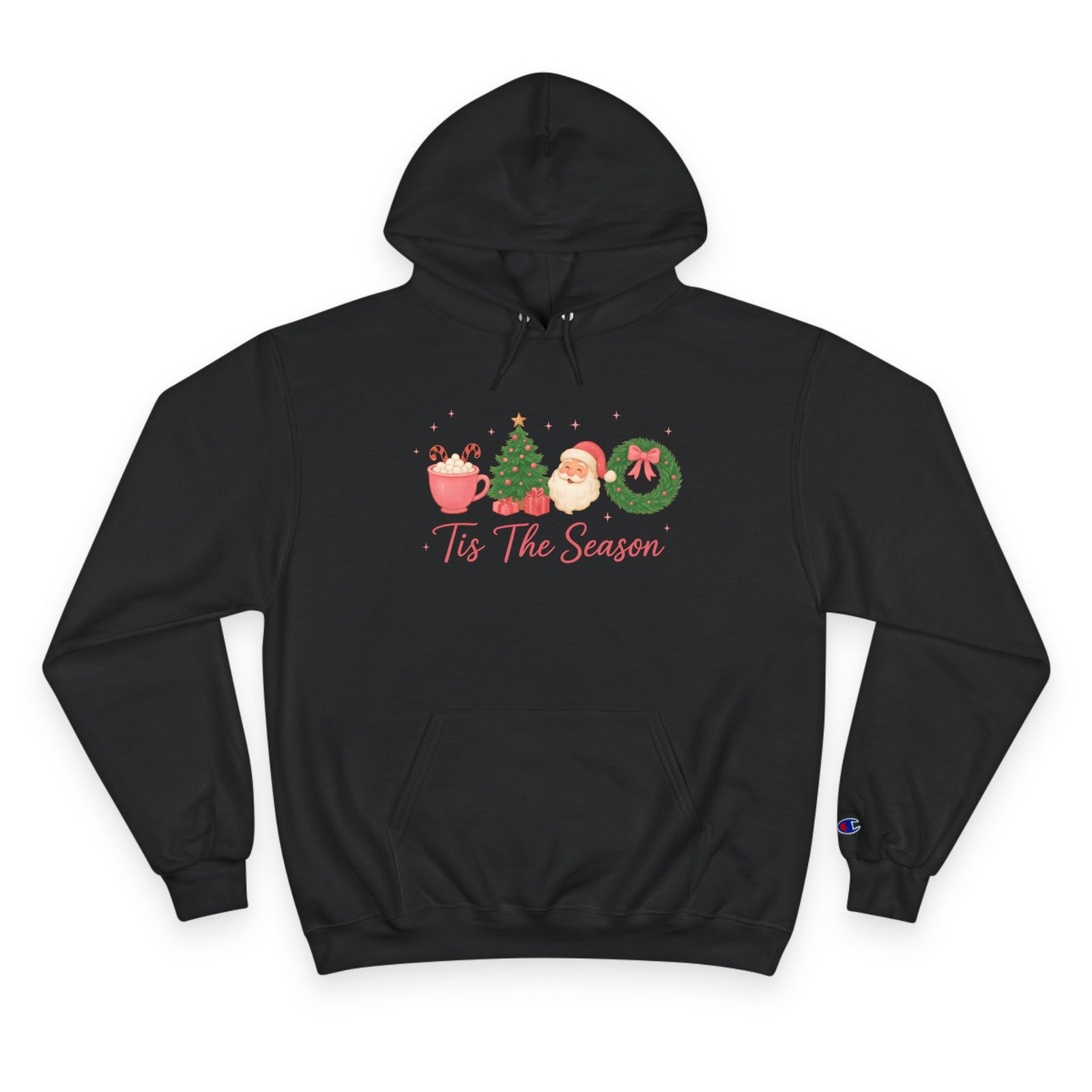 Tis The Season Champion Hoodie for Girls β Cute Christmas Holiday Sweatshirt, Cozy Winter Wear, Santa Gift, Aesthetic Pink Xmas Hoodie - Image 4